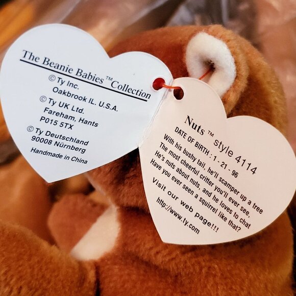 Ty Beanie Babies Nuts The Squirrel 1996 Animal Plush Stuff Toy - Picture 10 of 13